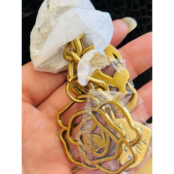 Betsey Johnson Xomattie Skull Patent Leather Work Tote Bag Black Gold Charms - Picture 14 of 16